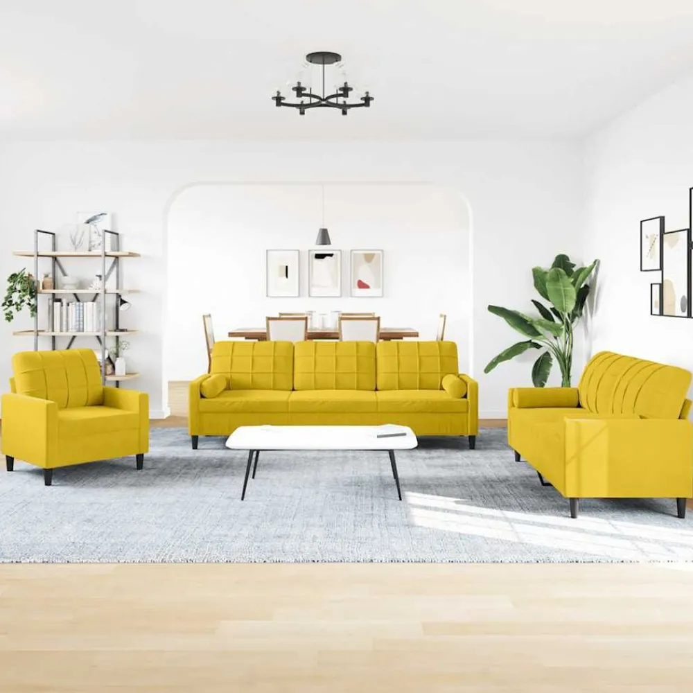 vidaXL Ensemble de canapés 3 pcs avec coussins et traversins velours