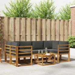 Ensembles De Meubles-vidaXL Ensemble de canapés d'extérieur 7 pcs Naturel et anthracite