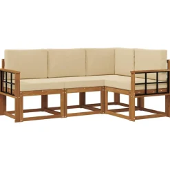 Ensembles De Meubles-vidaXL Ensemble de canapés d'extérieur 4 pcs Naturel et beige