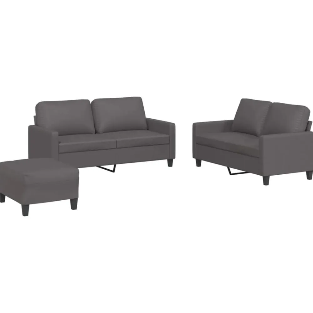 Canapés-vidaXL Ensemble de canapés 3 pcs avec coussins Similicuir Gris