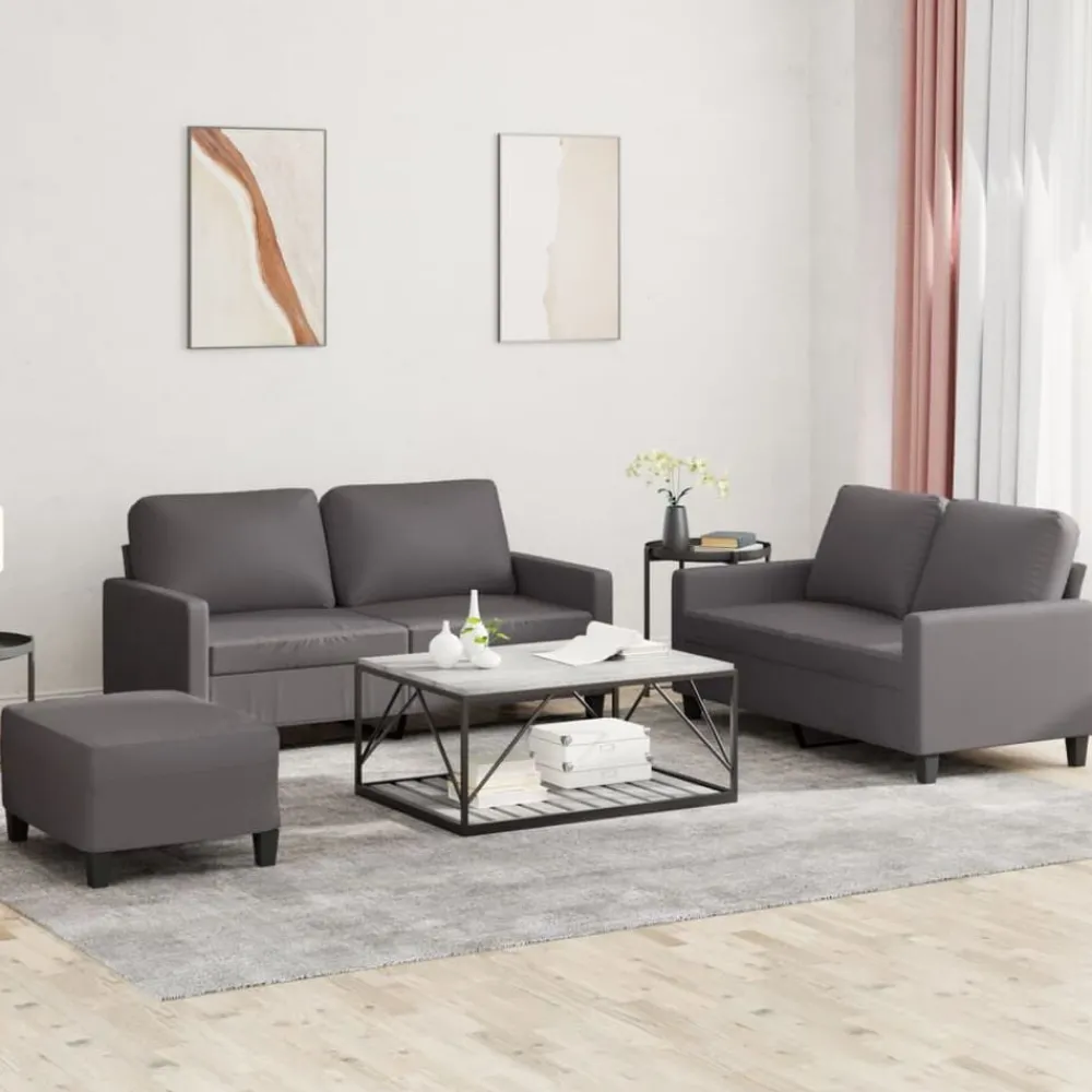 Canapés-vidaXL Ensemble de canapés 3 pcs avec coussins Similicuir Gris