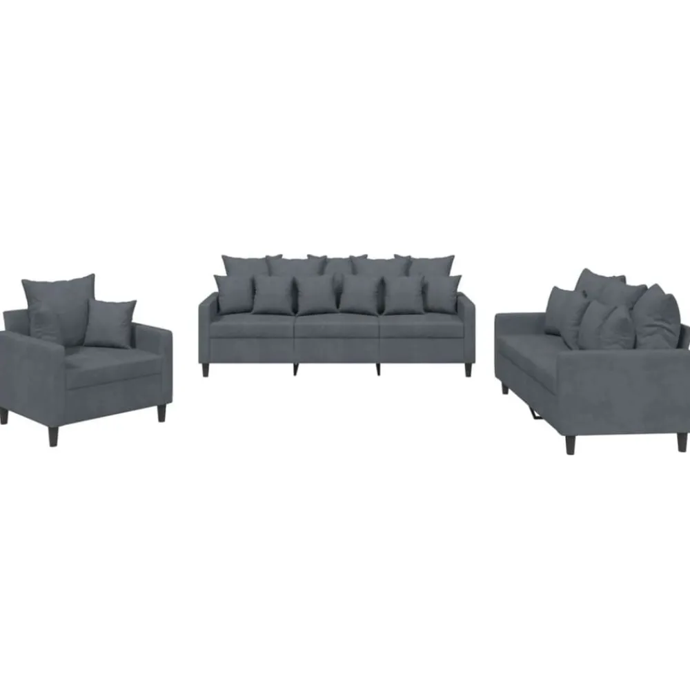 vidaXL Ensemble de canapés 3 pcs avec coussins Velours