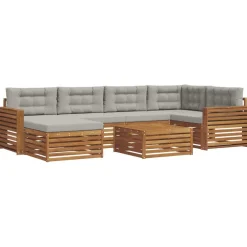Ensembles De Meubles-vidaXL Ensemble de canapés d'extérieur 7 pcs Gris Naturel et Clair Naturel et gris clair