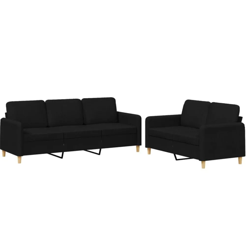 Canapés-vidaXL Ensemble de canapés 2 pcs avec coussins Tissu Noir