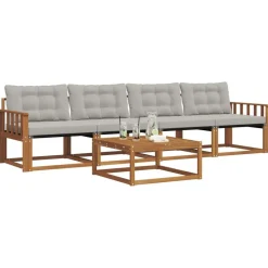 vidaXL Ensemble de canapés d'extérieur 5 pcs Gris Naturel et Clair