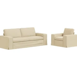 Canapés-vidaXL Ensemble de Canapés 2 pcs Crème 182 x 80 x 82 cm tissu Crème