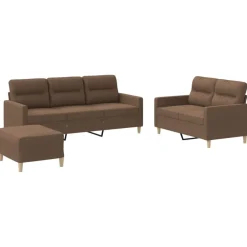 Canapés-vidaXL Ensemble de canapés 3 pcs avec coussins Marron Tissu