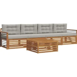 vidaXL Ensemble de canapés d'extérieur 5 pcs Gris Naturel et Clair