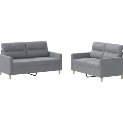 Canapés-vidaXL Ensemble de canapés 2 pcs avec coussins Tissu Gris clair