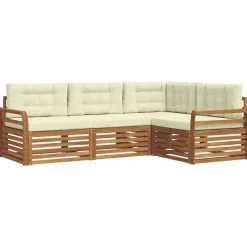 Ensembles De Meubles-vidaXL Ensemble de canapés d'extérieur 4 pcs Naturel et Crème Naturel et crème