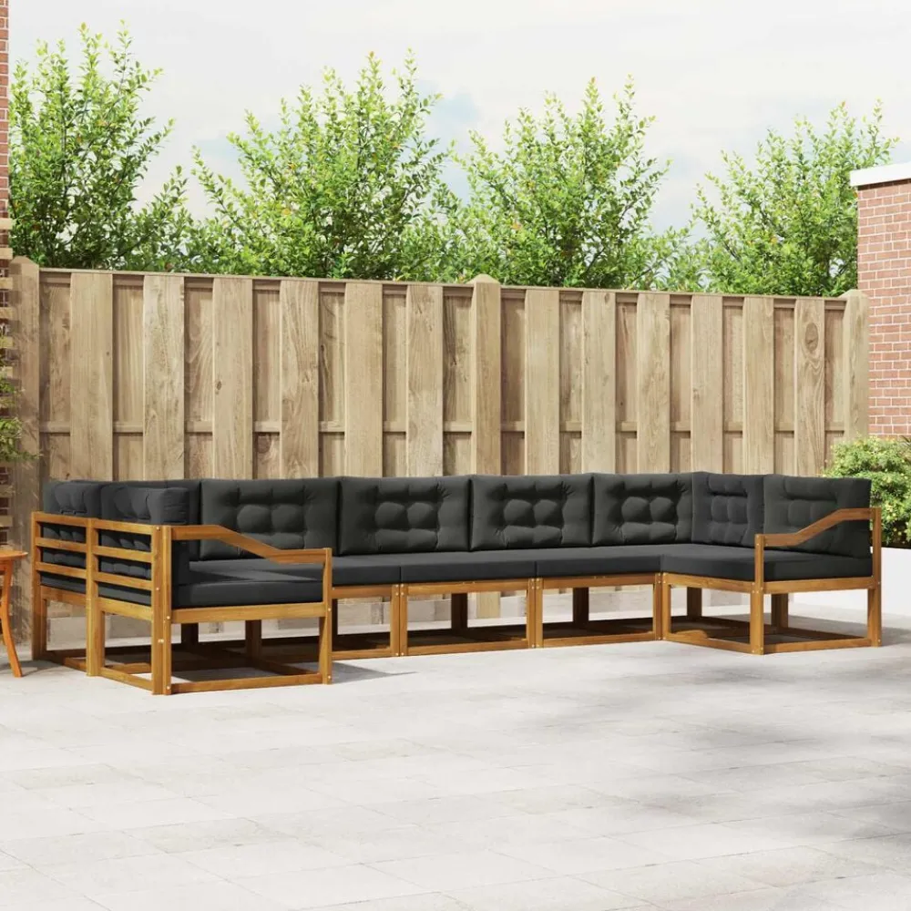 Ensembles De Meubles-vidaXL Ensemble de canapés d'extérieur 7 pcs Naturel et anthracite