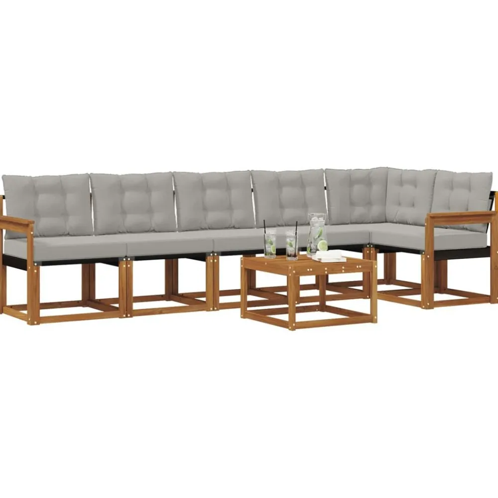 vidaXL Ensemble de canapés d'extérieur 7 pcs Gris Naturel et Clair