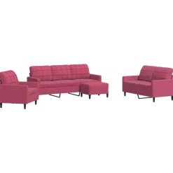 Canapés-vidaXL Ensemble de canapés 4 pcs avec coussins Velours Rouge bordeaux