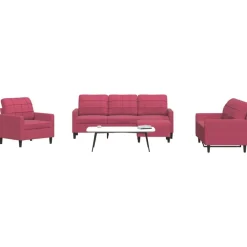 Canapés-vidaXL Ensemble de canapés 4 pcs avec coussins Velours Rouge bordeaux