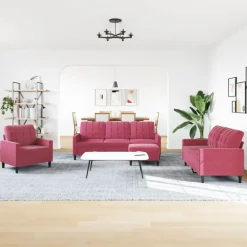 Canapés-vidaXL Ensemble de canapés 4 pcs avec coussins Velours Rouge bordeaux