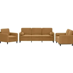 Canapés-vidaXL Ensemble de canapés 3 pcs avec coussins velours Marron