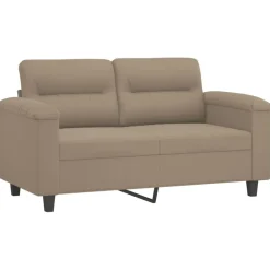 Canapés-vidaXL Ensemble de canapés 3 pcs avec coussins Tissu microfibre Taupe