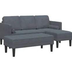 Canapés-vidaXL Ensemble de Canapés avec coussin 2 pcs Polyester Gris foncé