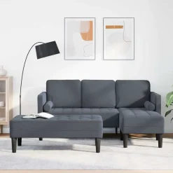 Canapés-vidaXL Ensemble de Canapés avec coussin 2 pcs Polyester Gris foncé