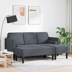 Canapés-vidaXL Ensemble de Canapés avec coussin 2 pcs Polyester Gris foncé