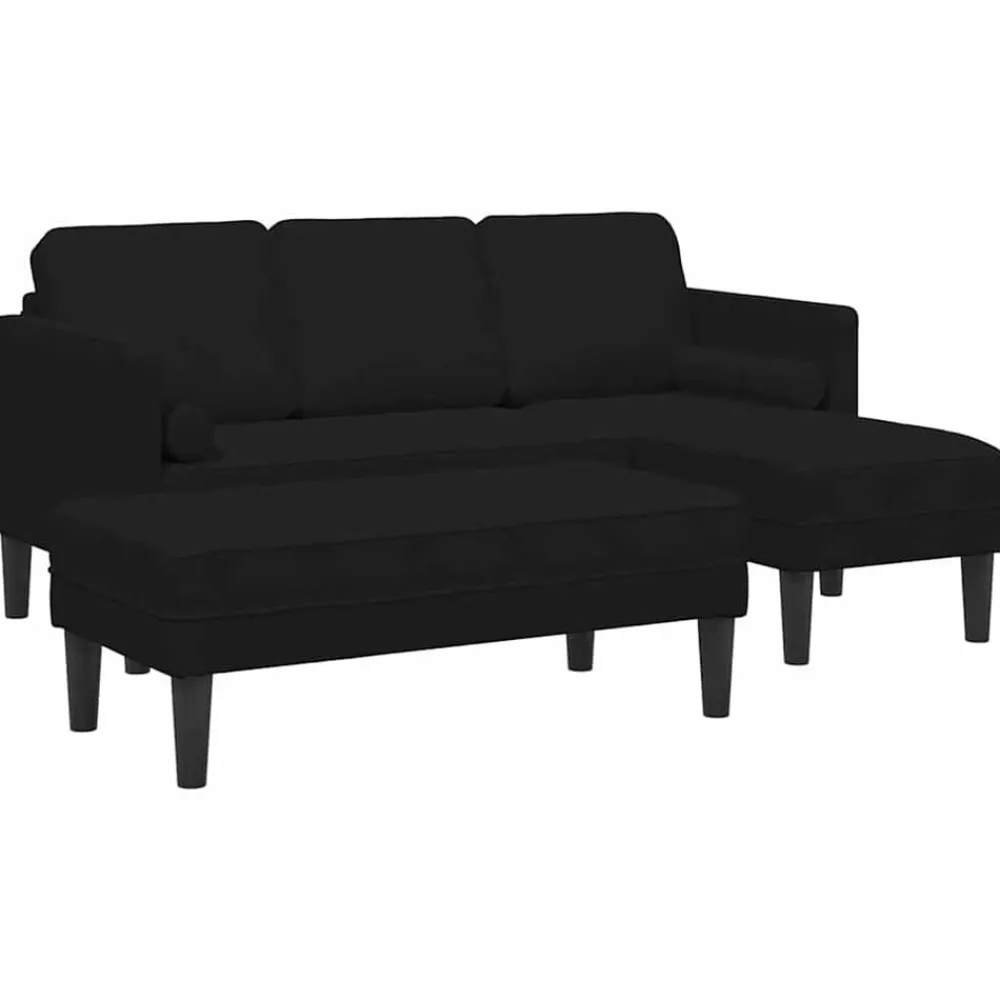 Canapés-vidaXL Ensemble de Canapés avec coussin 2 pcs Polyester Noir