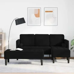 Canapés-vidaXL Ensemble de Canapés avec coussin 2 pcs Polyester Noir