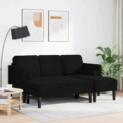 Canapés-vidaXL Ensemble de Canapés avec coussin 2 pcs Polyester Noir