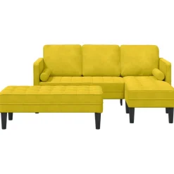 Canapés-vidaXL Ensemble de Canapés avec coussin 2 pcs Polyester Jaune