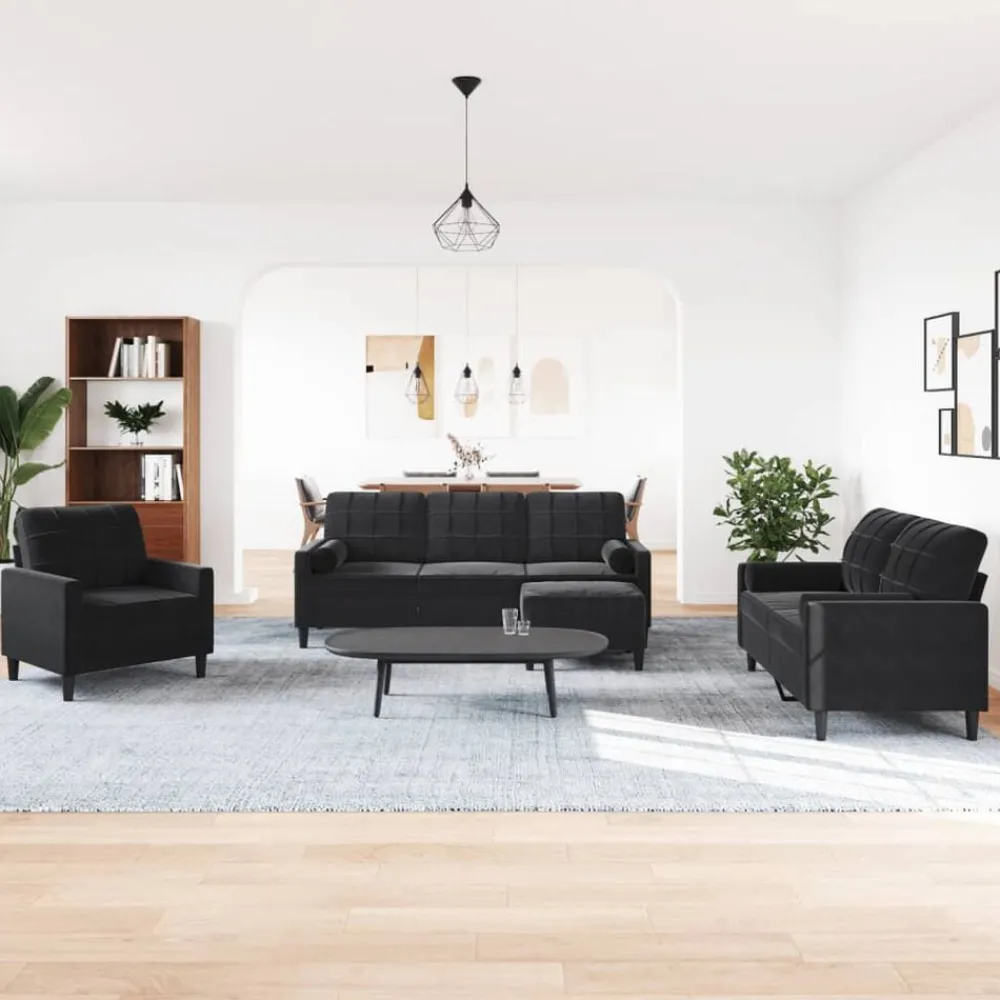vidaXL Ensemble de canapés 4pcs et coussins et traversins velours