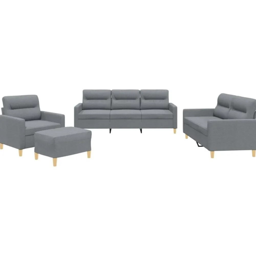 Canapés-vidaXL Ensemble de canapés 4 pcs avec coussins Tissu Gris clair