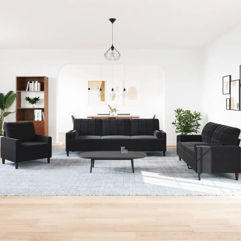 vidaXL Ensemble de canapés 3pcs et coussins et traversins velours