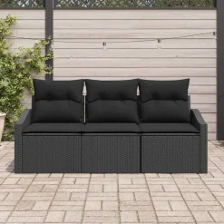 vidaXL Ensemble de Canapés avec coussin 3 pcs polyrotin