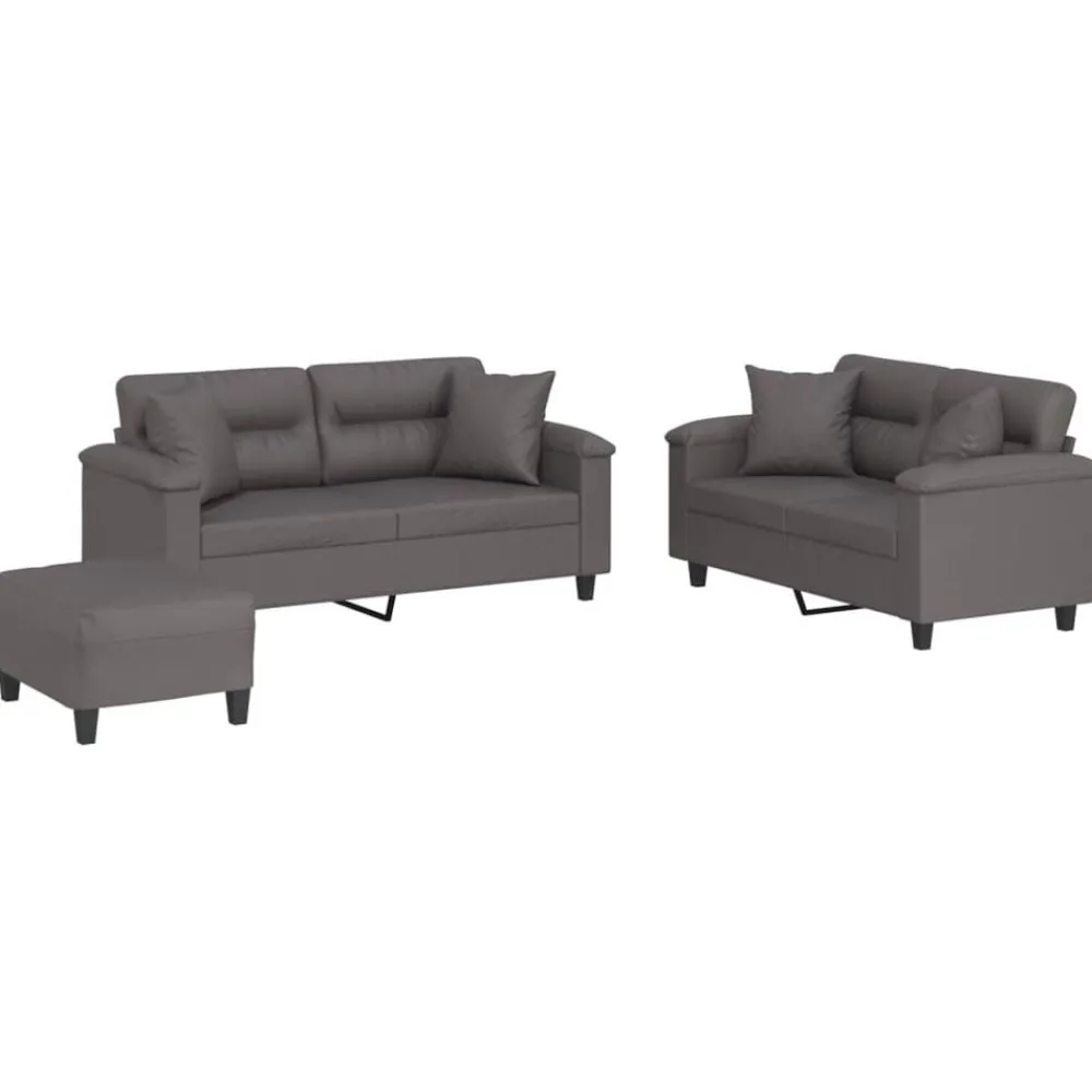 Canapés-vidaXL Ensemble de canapés 3 pcs avec coussins similicuir Gris