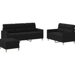 vidaXL Ensemble de canapés 3 pcs avec coussins Tissu