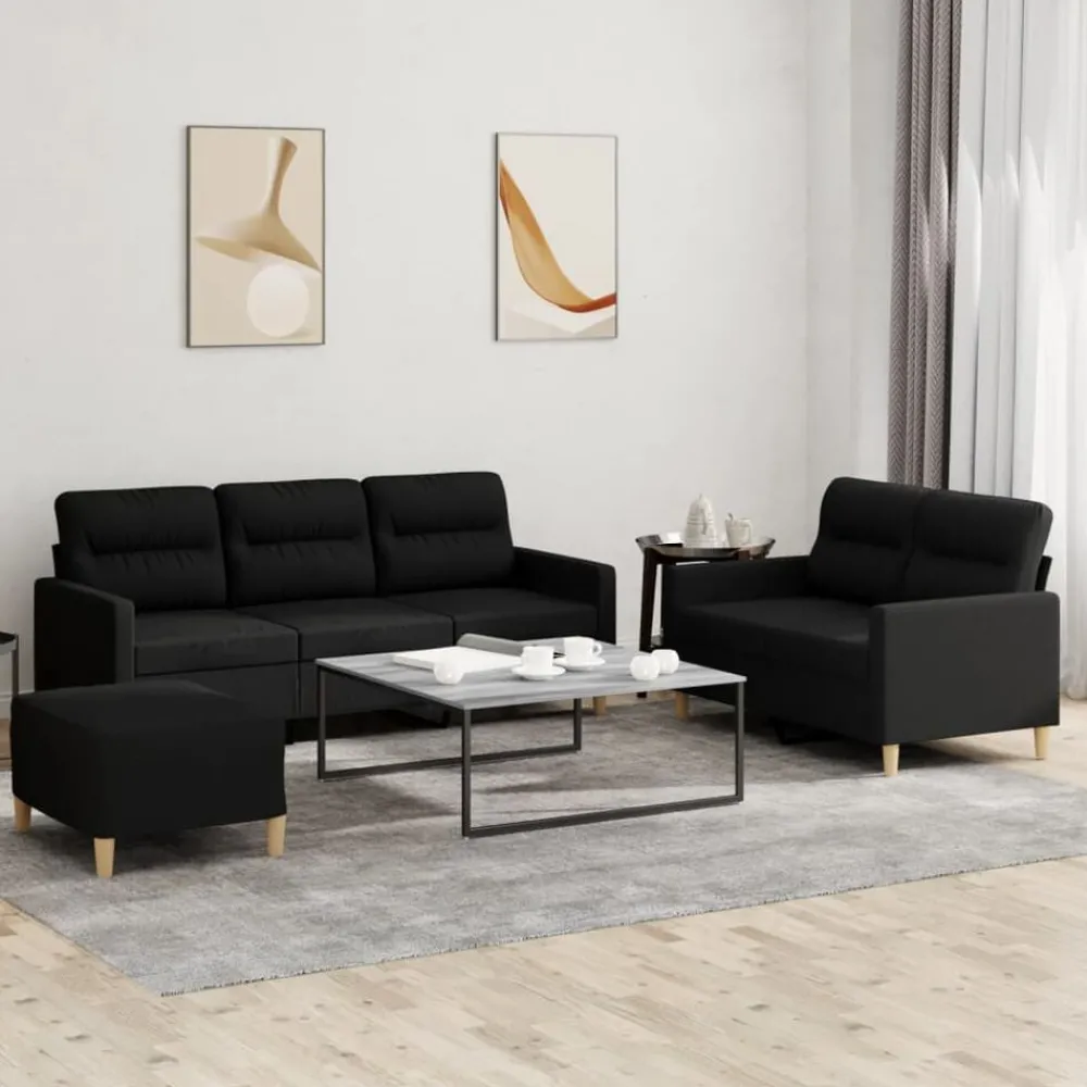 vidaXL Ensemble de canapés 3 pcs avec coussins Tissu