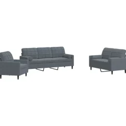 vidaXL Ensemble de canapés 3 pcs avec coussins et traversins velours