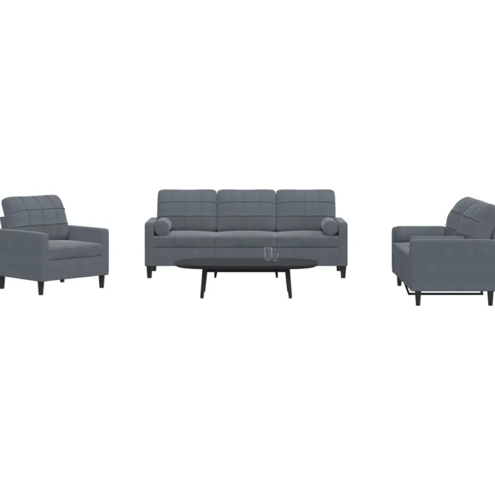 vidaXL Ensemble de canapés 3 pcs avec coussins et traversins velours