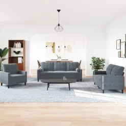 vidaXL Ensemble de canapés 3 pcs avec coussins et traversins velours