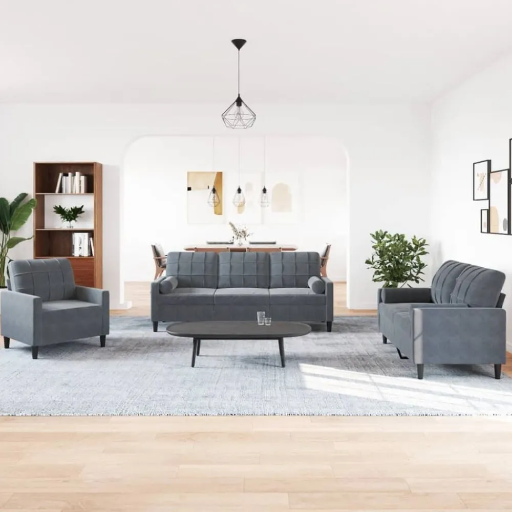vidaXL Ensemble de canapés 3 pcs avec coussins et traversins velours