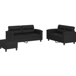 vidaXL Ensemble de canapés 3 pcs avec coussins Similicuir