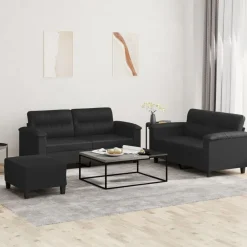 vidaXL Ensemble de canapés 3 pcs avec coussins Similicuir
