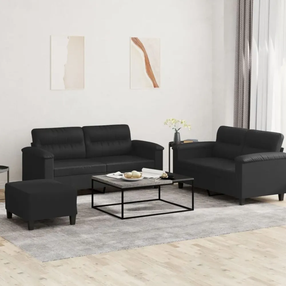 vidaXL Ensemble de canapés 3 pcs avec coussins Similicuir