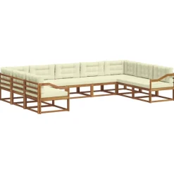 Ensembles De Meubles-vidaXL Ensemble de canapés d'extérieur 9 pcs Naturel et Crème Naturel et cr&egrave;me