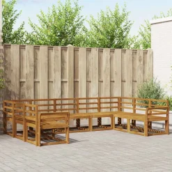 Ensembles De Meubles-vidaXL Ensemble de canapés d'extérieur 9 pcs Naturel