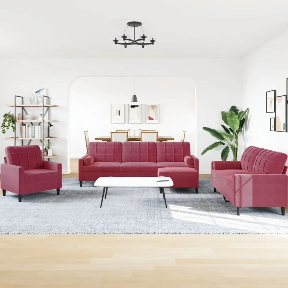 vidaXL Ensemble de canapés 4 pcs avec coussins et traversins velours