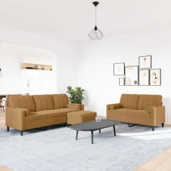 vidaXL Ensemble de canapés 3 pcs avec coussins et traversins velours