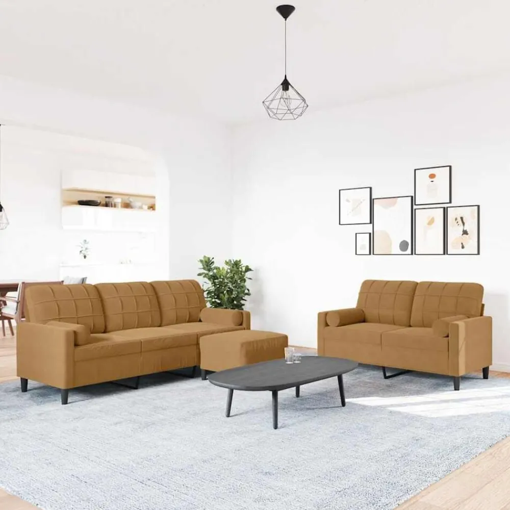 vidaXL Ensemble de canapés 3 pcs avec coussins et traversins velours