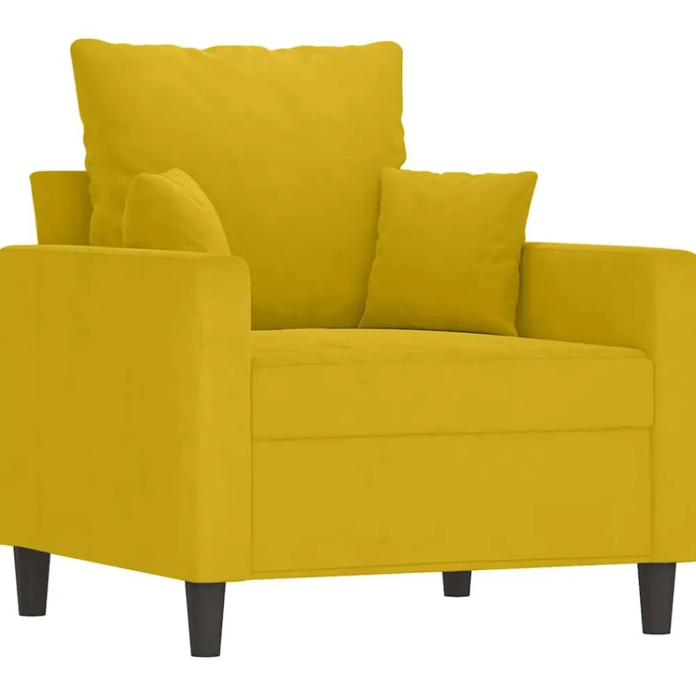 Canapés-vidaXL Ensemble de canapés 3 pcs avec coussins Velours Jaune