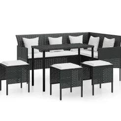 Mobilier De Jardin-vidaXL Ensemble de canapés en L 5pcs avec coussins résine tressée Noir