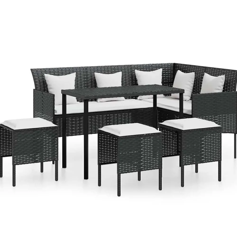 Mobilier De Jardin-vidaXL Ensemble de canapés en L 5pcs avec coussins résine tressée Noir